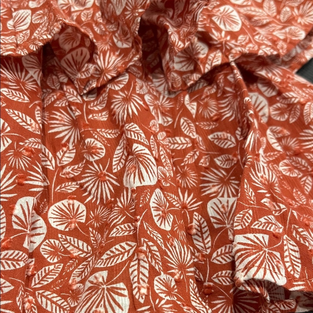 Cotton Women’s Floral Ruffle Mini Skirt - Rust/White - Picture 2 of 6